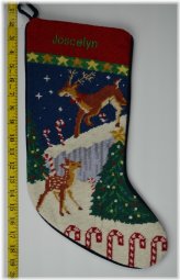 Festive Reindeer Needlepoint Stocking