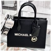 Mirella Small Shopper Tote Crossbody Leather Bag Black