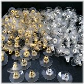 SecureFit Earring Backs Set - 100 Pieces of Silver and Golden Post Backings, Stoppers, and Hooks