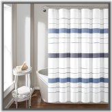 Navy Striped Eco Cotton Shower Curtain