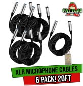 Pro Audio XLR Cables by FAT TOAD - 6 Pack of 20ft Mic Cords