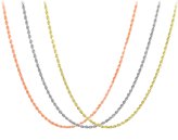 Tri-Gold Rope Chain Pendant Necklace
