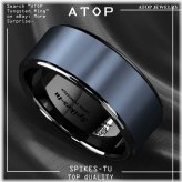 Sea Blue Brushed Tungsten Ring for Men