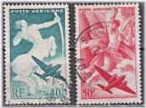 French Airmail Stamps: Centaur and Iris Designs