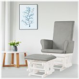 Serene Set: Wooden Rocker, Ottoman, and Glider for Your Nursery