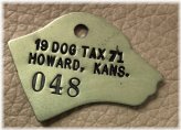 Howard Kansas 1971 Brass Dog Tag with Dog Head Image