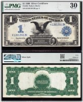 Bold & Crisp VF+ 1899 $1 'BLACK EAGLE' Silver Certificate - PMG 30