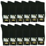 Lords Mid Calf Cotton Socks - Solid Black (Pack of 3-12)