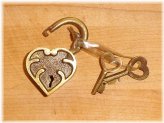 Antique Brass Heart Lock with Matching Keys