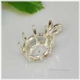 Silver Oval Pendant Setting with 8 Prongs