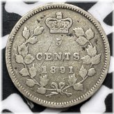 1891 Canadian Silver Five Cents Coin