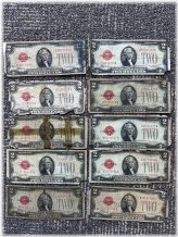 1928 Red Seal Two Dollar United States Notes - Lot of 4, Below Cull Grade