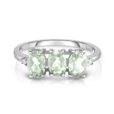 Green Amethyst Tri-Stone Sterling Silver Ring