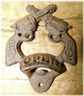 Double Pistol Bottle Opener Wall Mount - Texas Style