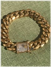 Gold Link Bracelet with CZ Clasp