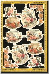 Embossed Tea Cup Die Cut Scrap - Vintage Style Mamelok Design A168