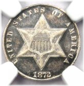 1872 NGC AU Detail Three Cent Silver Coin