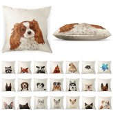 Polyester Linen Dog Pillow Cover with Zipper Closure