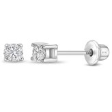 Sparkling Silver Screw Back Earrings for Little Ones