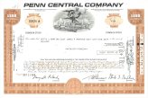 Vintage Penn Central Railway Stock Certificate - 33 Shares