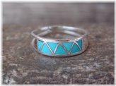 Turquoise Inlay Zuni Ring by Peina - Size 5.5