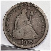 1875-S Twenty Cent Piece - VG Details, Damaged