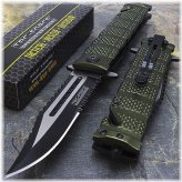 Green Tactical Spring Assisted Folding Knife