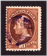 Jefferson 10c Stamp with Quartered Magenta Cancel