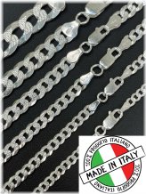 Flat Miami Curb Chain Necklace in Solid 925 Silver with Diamond Cut Finish