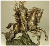 Bronze Finish Odin and Sleipnir Statue - 11" Tall