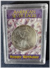 American Silver Dollar in Birthday Holder