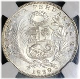 1929 Seated Liberty Silver Coin from Peru