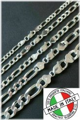 Sterling Figaro Chain and Bracelet Set