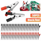 ClipMaster Set: 50 Metal Alligator Clips with Red and Black Handles