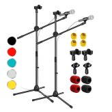 Dual Mic Clip Boom Arm Tripod Stand