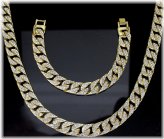 Gold Plated Cuban Link Jewelry Set