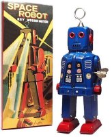 Blue Sparky Space Tin Robot