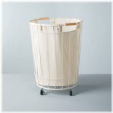 Creamy Wire & Fabric Laundry Hamper