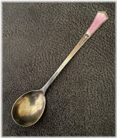 Pink Enamel Sterling Silver Spoon