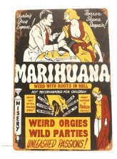 Vintage Tin Metal Marijuana Poster