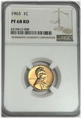 1963 P NGC PF68 RD Red Proof Lincoln Memorial Penny White Label