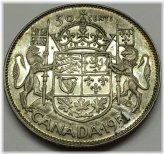Canadian Silver Half Dollar Coin - 1951 Edition