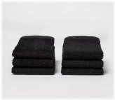 Ebony Jet Black Cotton Washcloths