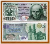 Mexican 10 Pesos Banknote, 11-2-1977, P-63i, UNC