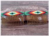 Beaded Feather Hair Comb Set