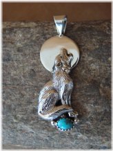 Turquoise Wolf Pendant by Yellowhair