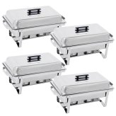 Stainless Steel Buffet Chafer Set with Foldable Legs and 4 Food Warmers