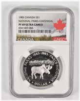 National Parks Centennial 1985 PF69 UCam Canadian $1 Silver Dollar