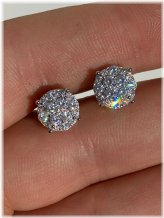 Clustered Silver Stud Earrings with Simulated Diamonds