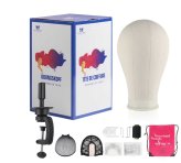 Canvas Block Head Set with Tripod Stand for Wig Making